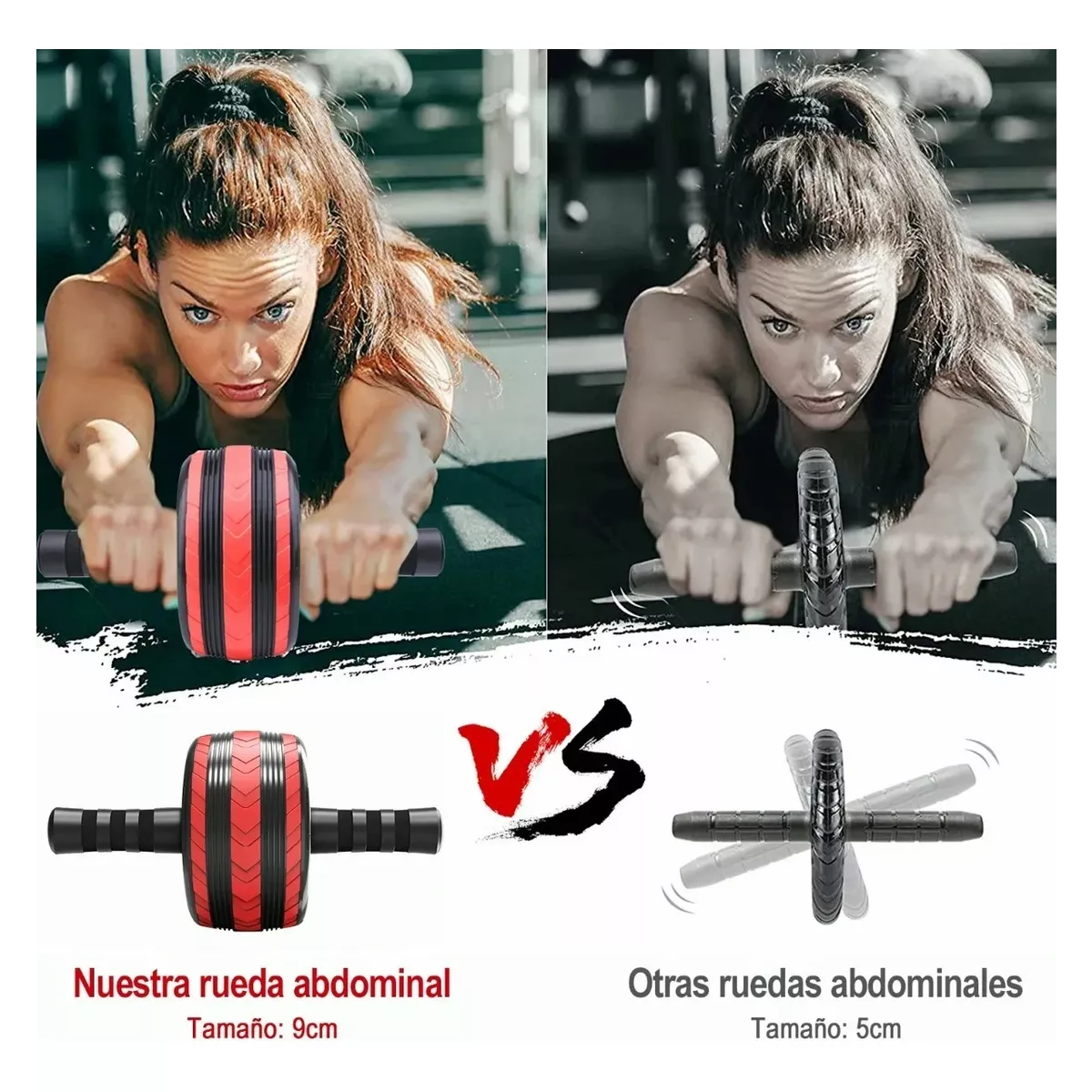 Kit Ejercitador Rueda Abdominales Barras Push-up Cuerda.