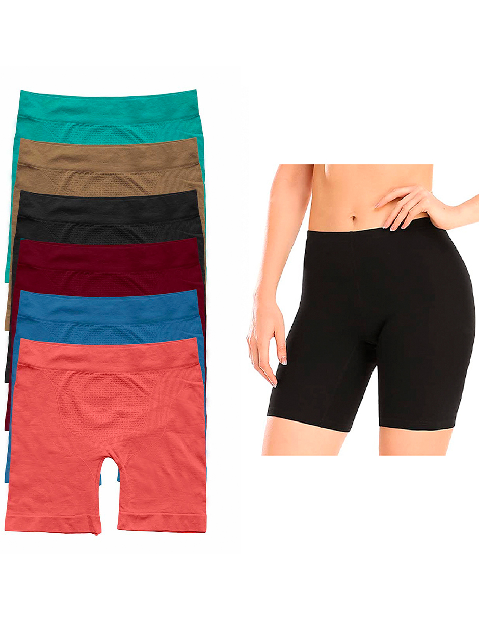 Paquete con 6 Boxer Largo para Mujer tipo Blumer Tatys Fashion Pack Incluye 6 Diferentes Colores.