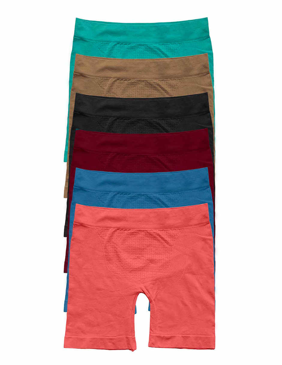 Paquete con 6 Boxer Largo para Mujer tipo Blumer Tatys Fashion Pack Incluye 6 Diferentes Colores.