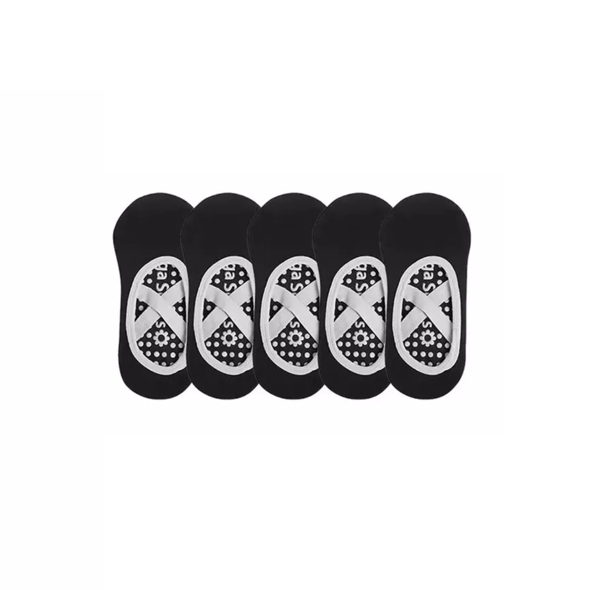 Set Calcetines Yoga Antiderrapantes Ropa Deportiva Pilates 5 Par Negro.