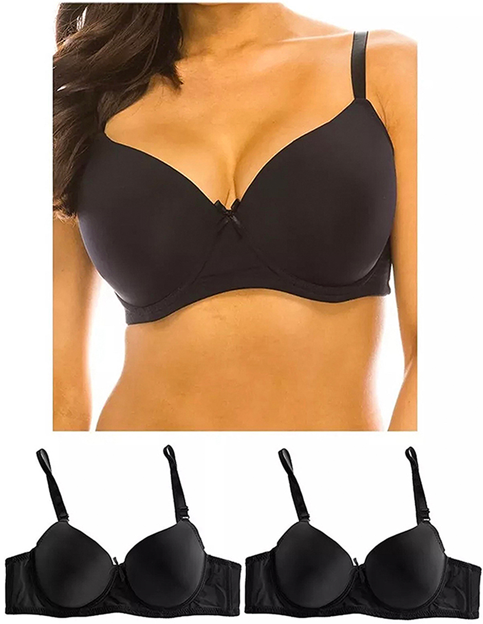 Pack de 3 Piezas Brasier Con Varilla COPA D Tatys Fashion, Color Negro.
