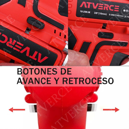 Kit De Taladro Eléctrico Atverce Atornillador Inalámbrico Color Rojo.