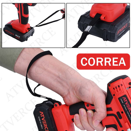 Kit De Taladro Eléctrico Atverce Atornillador Inalámbrico Color Rojo.
