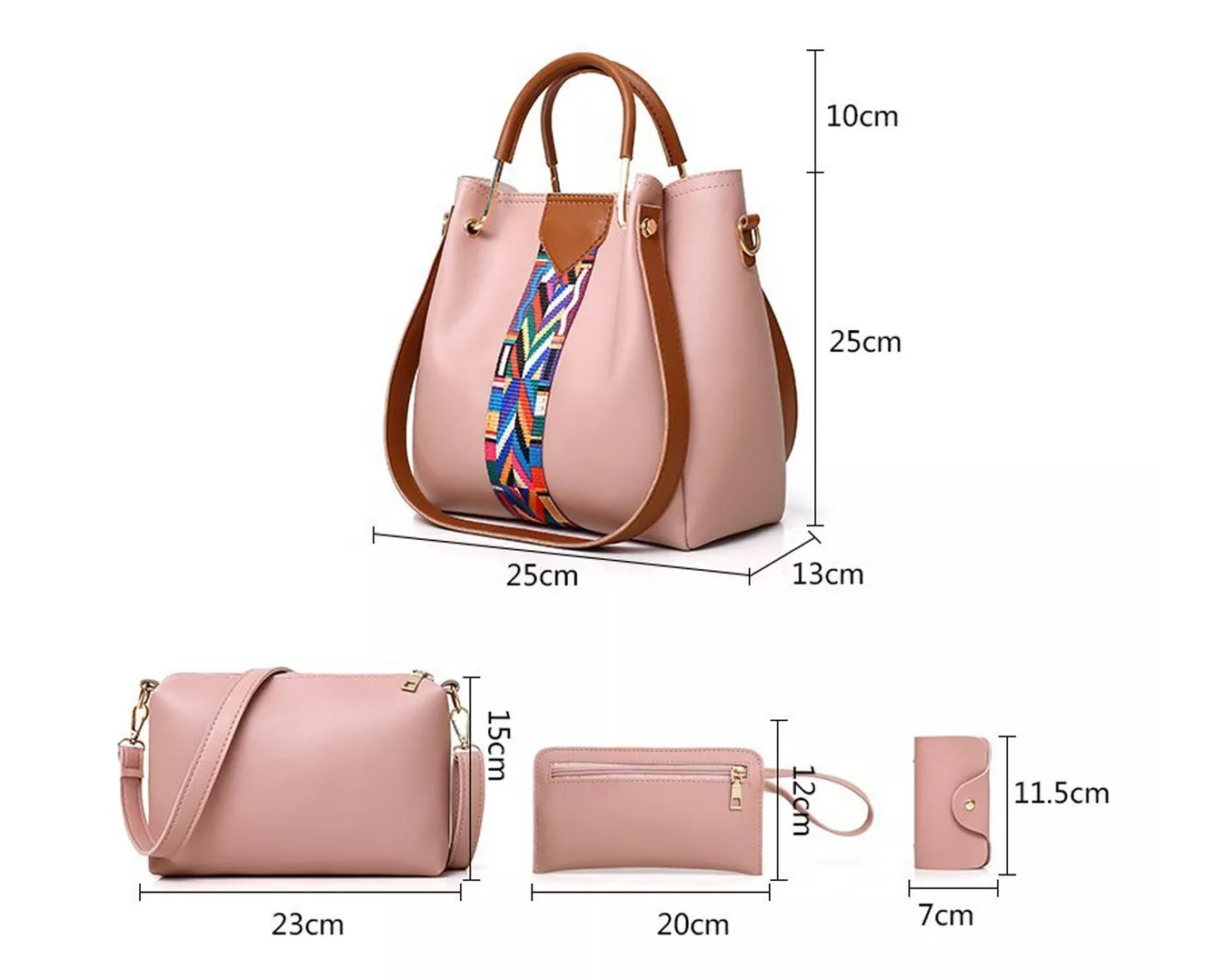 M Set 4 Bolsas Mujer Moda Cartera Crossbody Tote Hobo Hombro.