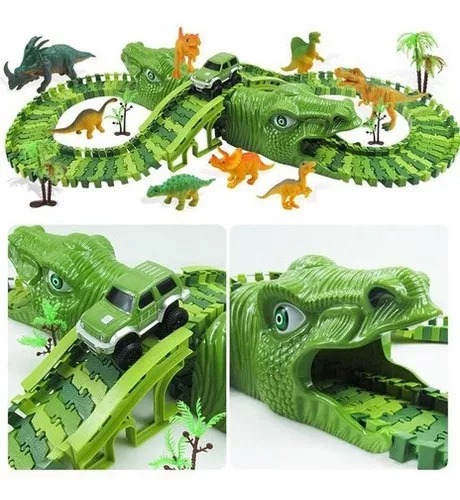 Juguetes De Dinosaurios Pista Para Niños Con 2 Coches 156 pzs .