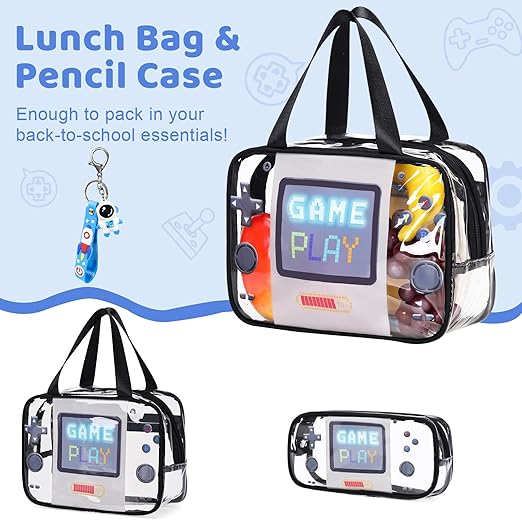 A ACESAK - Mochila transparente para niños y niñas, 3 unidades de mochila transparente resistente con bolsa de almuerzo, mochila transparente aprobada por el estadio