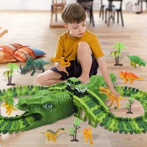 Juguetes De Dinosaurios Pista Para Niños Con 2 Coches 156 pzs .