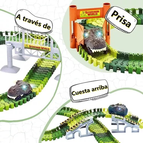 Juguetes De Dinosaurios Pista Para Niños Con 2 Coches 156 pzs .