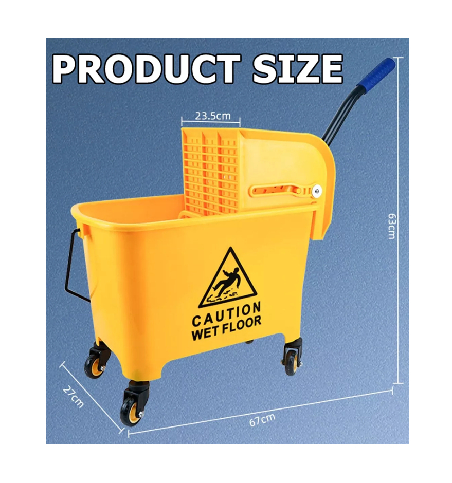 Cubeta De Carrito Con Exprimidor 20 Litros Color Amarillo.