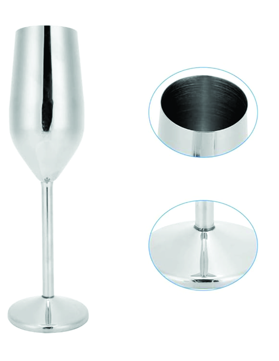 2 Copas Flauta Champan Elegantes Acero Irrompibles