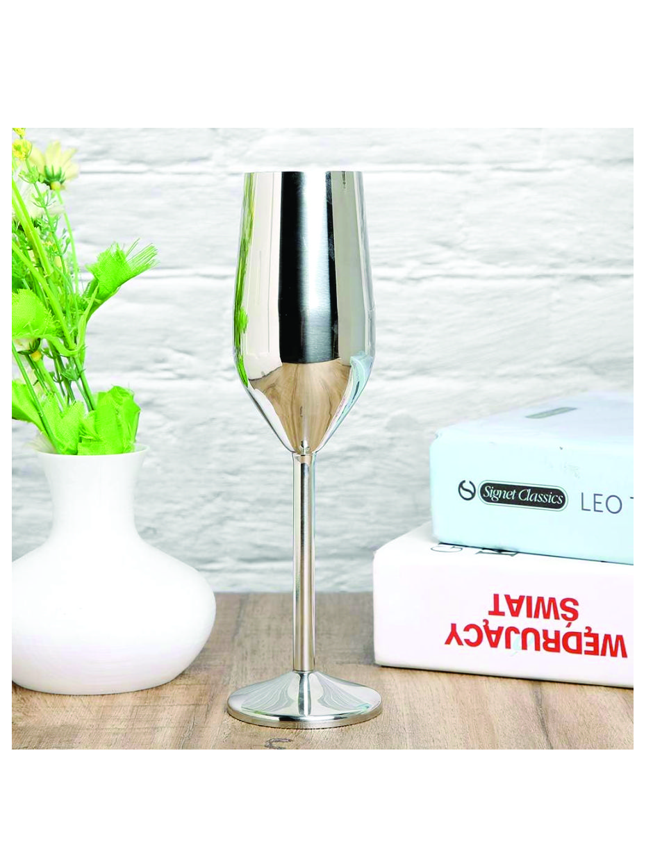 2 Copas Flauta Champan Elegantes Acero Irrompibles