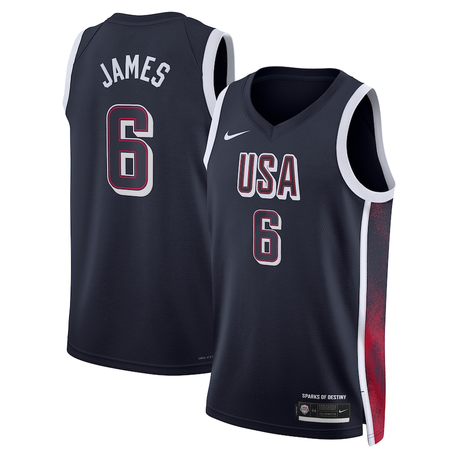 Nuevo! Jersey Dream Team USA Juegos Olimpicos Olimpiadas Paris 2024 Lebron James 6 Azul Talla XL.