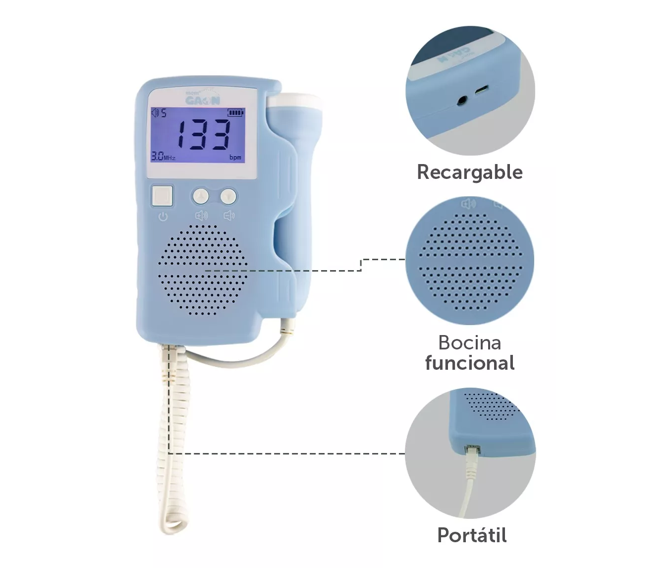 M Ultrasonido Portatil Doppler Fetal Oye Latidos De Tu Bebe.