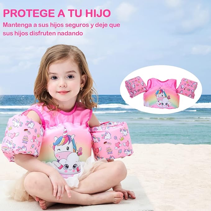 AXIDUN Chaleco Salvavidas para Niños Niña 3 4 5 6 Años Salvavidas para Bebe 30 a 55 Libras Natacion Kit.