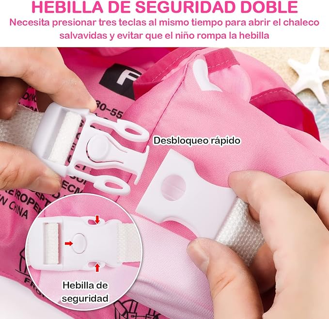 AXIDUN Chaleco Salvavidas para Niños Niña 3 4 5 6 Años Salvavidas para Bebe 30 a 55 Libras Natacion Kit.
