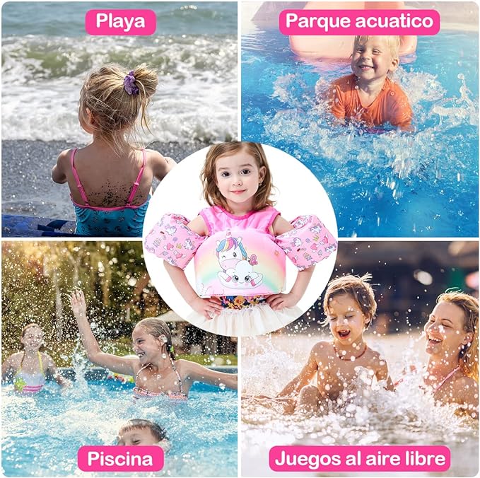 AXIDUN Chaleco Salvavidas para Niños Niña 3 4 5 6 Años Salvavidas para Bebe 30 a 55 Libras Natacion Kit.