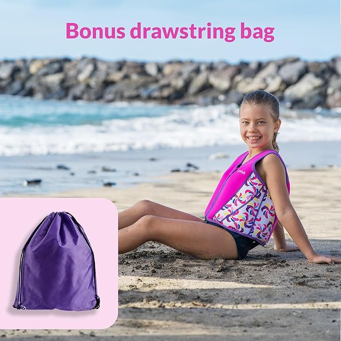 Limmys Chaleco de Natación de Neopreno de la Marca Premium para Niños - Flotador para el Aprendizaje de la Natación Ideal para Niños - Incluye una Bolsa con Cordón Extra.
