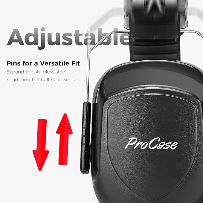 A Procase Orejeras contra Ruido, Protector Auditivo NRR 28 dB Cancelación de Ruidos Profesional Earmuff para Protección del Oído en Campo de Disparo Temporada de Caza y Lugar Ruidoso -Rojo.