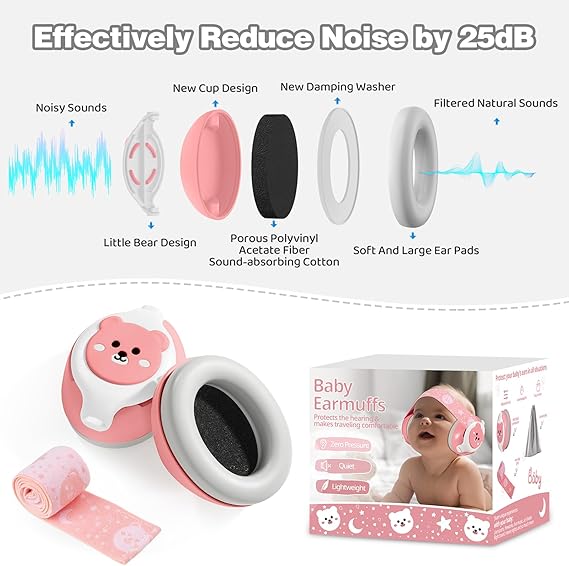 A YomauiYee - Auriculares con cancelación de ruido para bebé, con diadema ajustable.