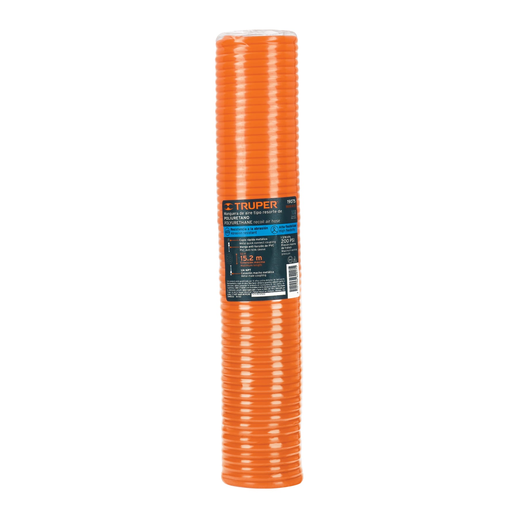 MANGUERA TIPO RESORTE PARA COMPRESOR 1/4P X 50 FT 453922 TRUPER.