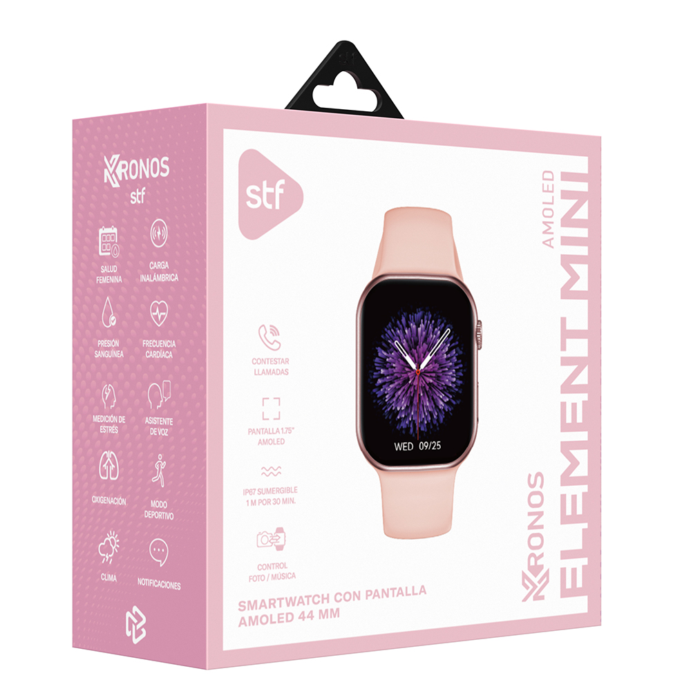 Smartwatch reloj inteligente  Kronos Element Mini Stf 1.75" AMOLED IP67 Color Rosa