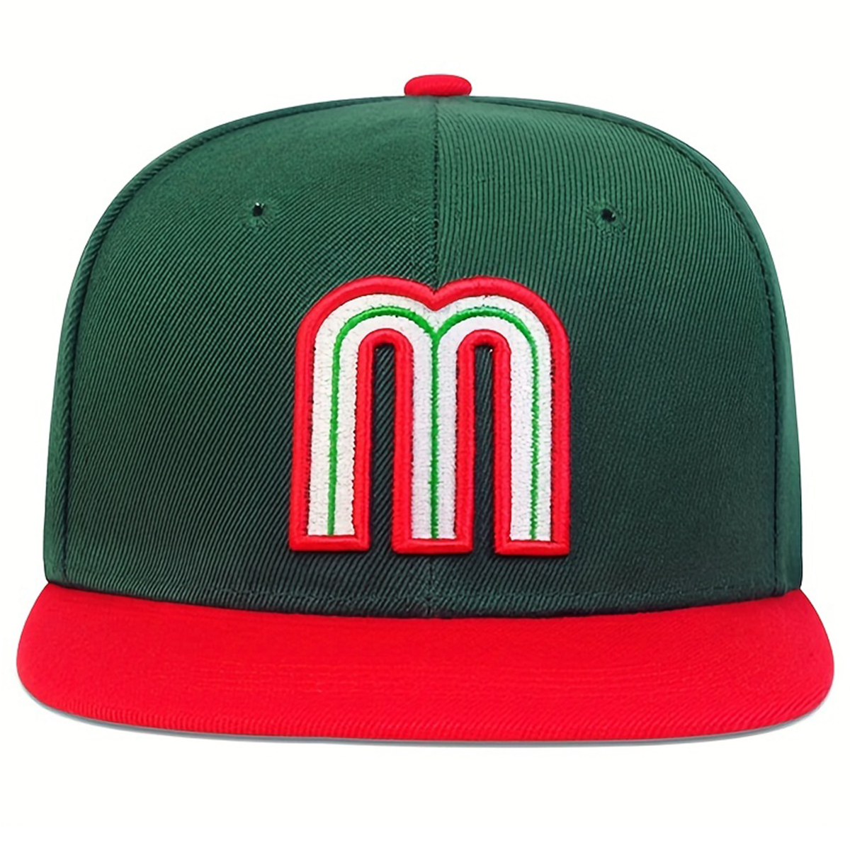 Gorra premium plana letra m verde.