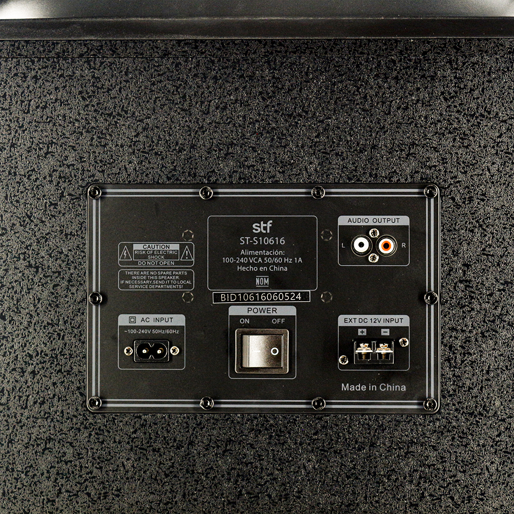 Bocina Inalámbrica  Power Block Pro STF 12" pulgadas 5hrs uso 80W función TWS ruedas de transporte