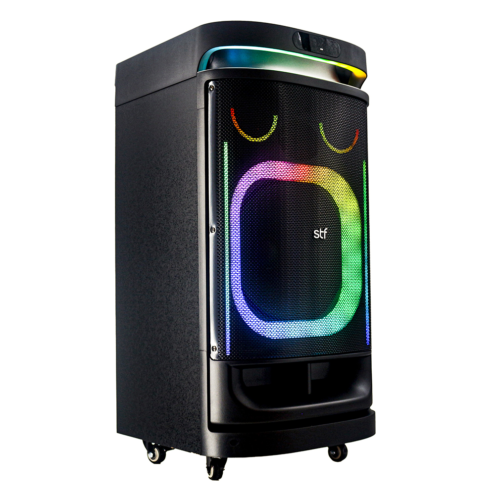 Bocina Inalámbrica  Power Block Pro STF 12" pulgadas 5hrs uso 80W función TWS ruedas de transporte