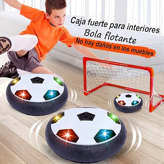 AVEDISTANTE Juguetes para Niño,Air Football Kit Juguete Balón de Fútbol(1 Goal +2 meta),Juegos padre-hijo,Aire Fútbol para Actividades Interiores o Exteriores con LED, Juegos para niños de 3 a 14 años.