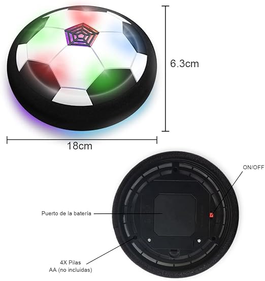 AVEDISTANTE Juguetes para Niño,Air Football Kit Juguete Balón de Fútbol(1 Goal +2 meta),Juegos padre-hijo,Aire Fútbol para Actividades Interiores o Exteriores con LED, Juegos para niños de 3 a 14 años.