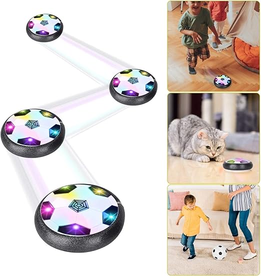 AVEDISTANTE Juguetes para Niño,Air Football Kit Juguete Balón de Fútbol(1 Goal +2 meta),Juegos padre-hijo,Aire Fútbol para Actividades Interiores o Exteriores con LED, Juegos para niños de 3 a 14 años.