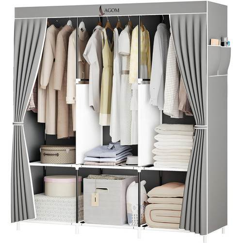 Closet Armable Plegable Ropero Armario De Tela Ligero Lagom 125*45*168cm Estante De Ropa Organizador Para Almacenar Perchero Moderno Marco De Acero Fuerte Y Resistente Gran Capacidad Fácil De Instalar.