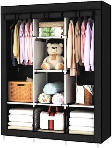 Closet Armable Ropero Rack Guardaropa Recamara Organizacion Color Negro.