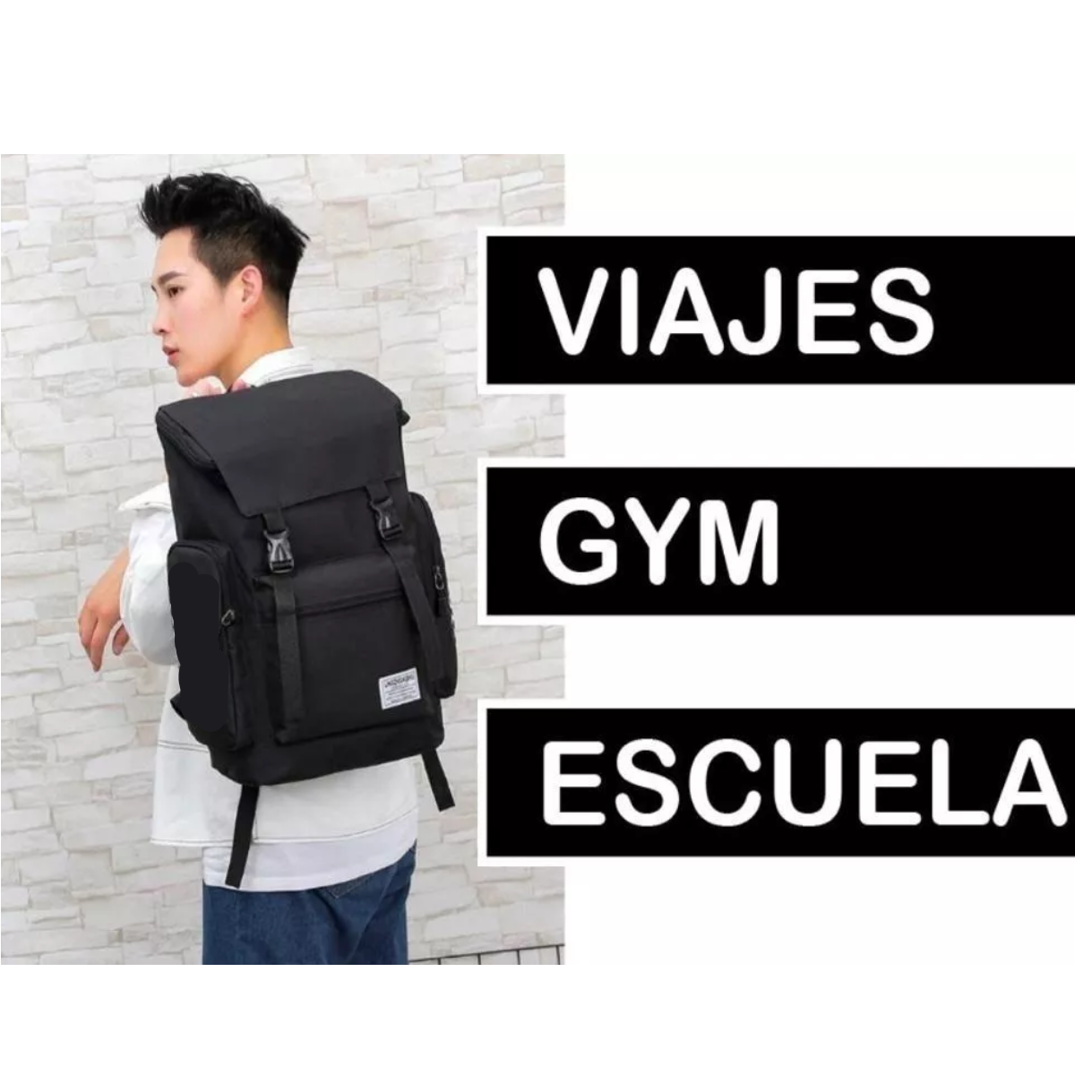 Mochila Back Pack Broche Antirrobo Casual Gym Negro Diseño Impermeable.