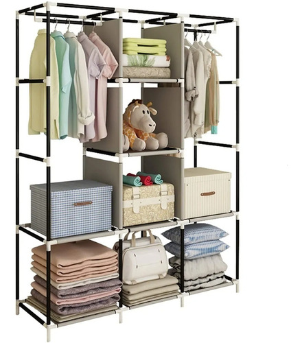 Closet Armable Ropero Rack Guardaropa Recamara Organizacion Color Negro.