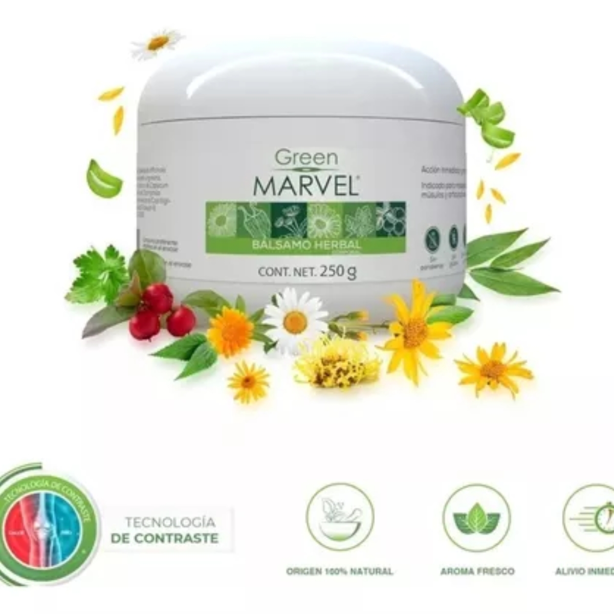 Green Marvel Pomada Aux En Dolores Musculares Y Articulares - 250g.