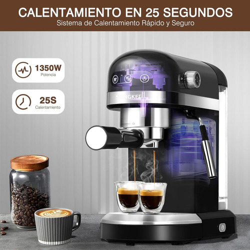 Máquina De Espresso Y Cappuccino 20 Bares,cafetera Espresso Electricas Con Espumadora De Leche,pantalla Táctil Compacta Máquina De Café Para Capuchinos,latte Y Macchiato,1.4l Tanque De Agua,1350w.