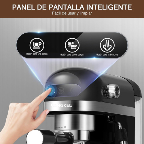 Máquina De Espresso Y Cappuccino 20 Bares,cafetera Espresso Electricas Con Espumadora De Leche,pantalla Táctil Compacta Máquina De Café Para Capuchinos,latte Y Macchiato,1.4l Tanque De Agua,1350w.