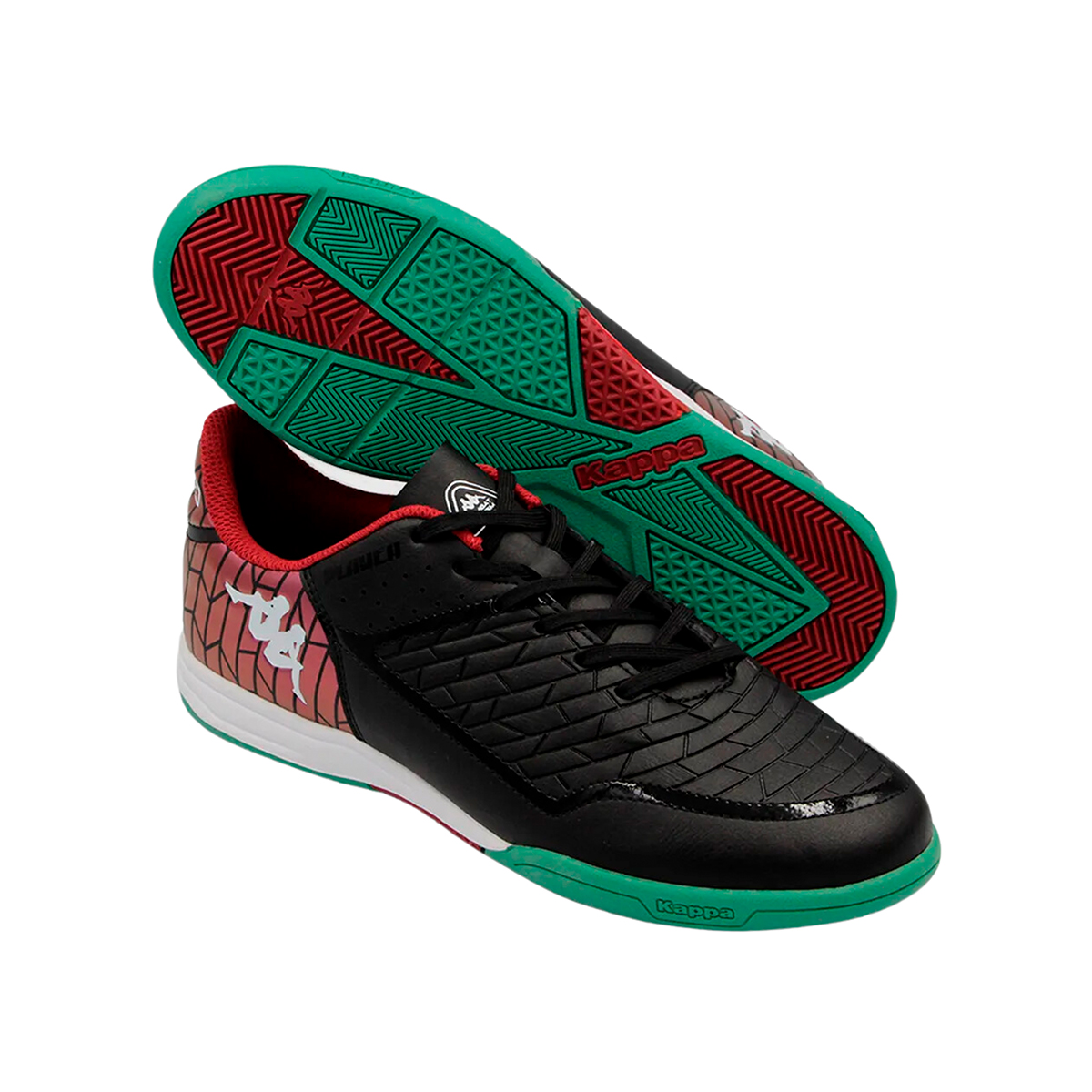 Tenis Futbol Sala Indoor Kappa Kombat Player Base IC Hombre Negro/Verde.