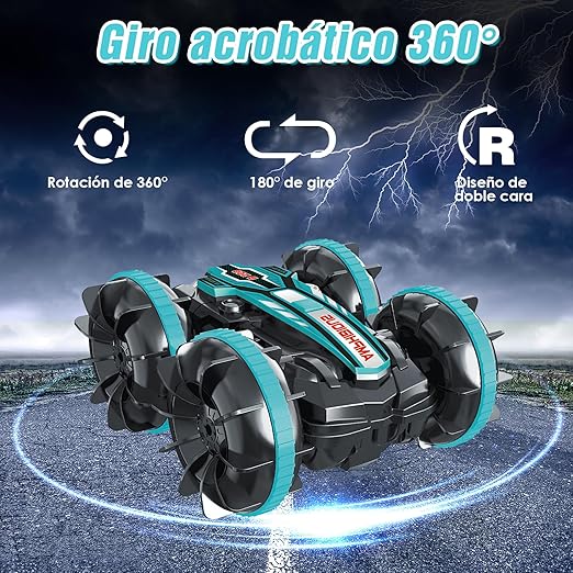 RUIAO Carro de Control Remoto, Coche Control Remoto,2.4GHz,Coche de Control Remoto Rotación de 360°, Regalos de Juguetes para Niños 4-12 Años（Verde）.