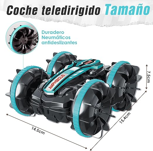 RUIAO Carro de Control Remoto, Coche Control Remoto,2.4GHz,Coche de Control Remoto Rotación de 360°, Regalos de Juguetes para Niños 4-12 Años（Verde）.