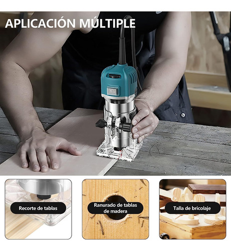 Router Para Madera 6 Velocidade+15 Brocas Carburo Caja 800w.