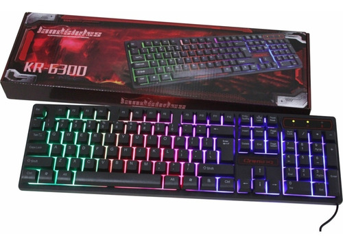 Teclado Gamer Alámbrico Retro Iluminado Luz Led Rgb Gaming.