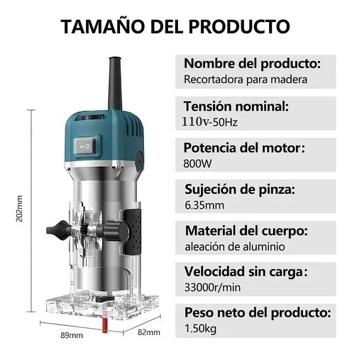 Router Para Madera 6 Velocidade+15 Brocas Carburo Caja 800w.