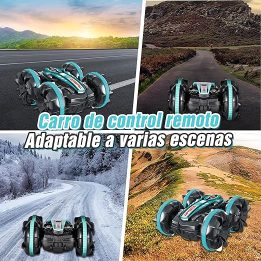 RUIAO Carro de Control Remoto, Coche Control Remoto,2.4GHz,Coche de Control Remoto Rotación de 360°, Regalos de Juguetes para Niños 4-12 Años（Verde）.