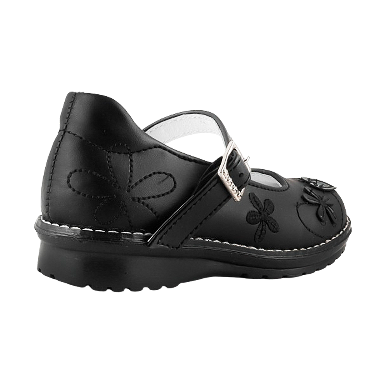 Zapato Niña Escolar Arco Soporte Cómodo Flats Negro 595-n