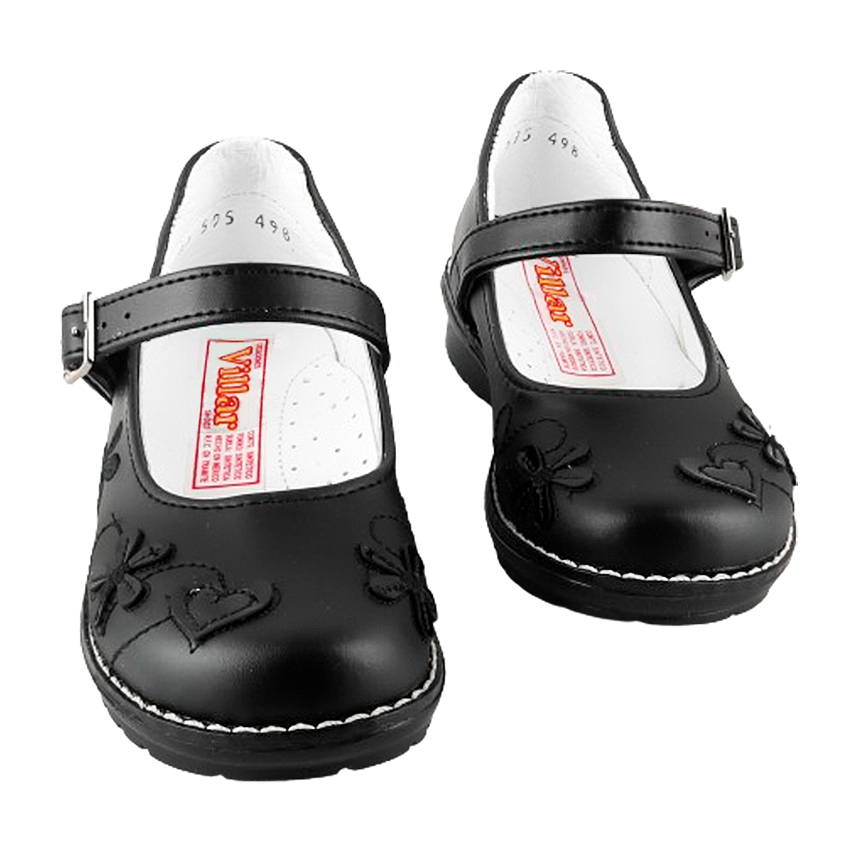 Zapato Niña Escolar Arco Soporte Cómodo Flats Negro 595-n