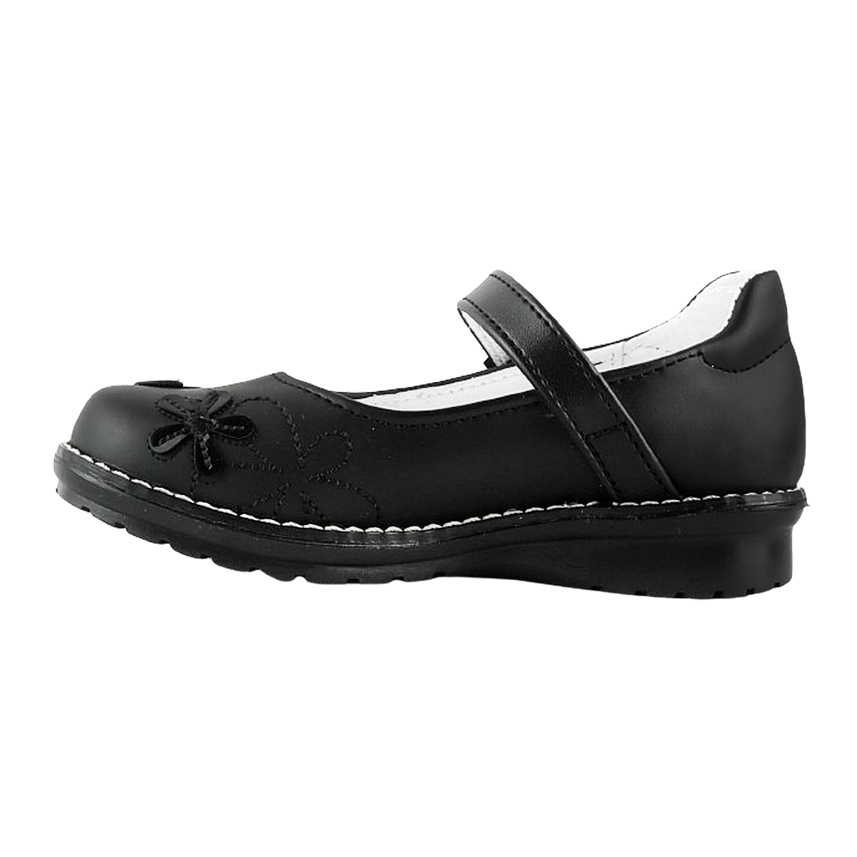 Zapato Niña Escolar Arco Soporte Cómodo Flats Negro 595-n