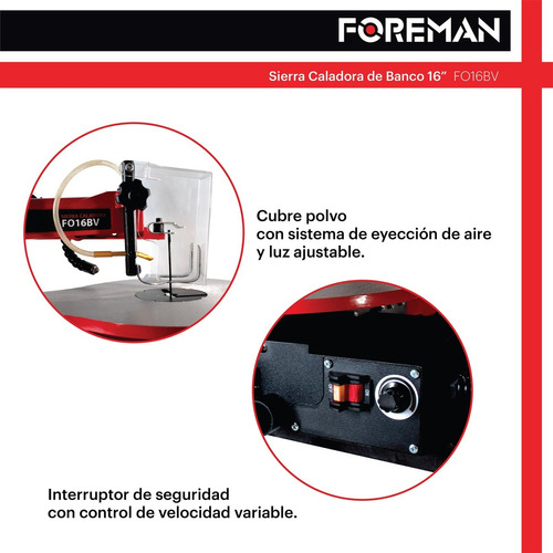 Sierra Caladora De Banco 16 PuLG Cubre Polvo Luz Ajustable.