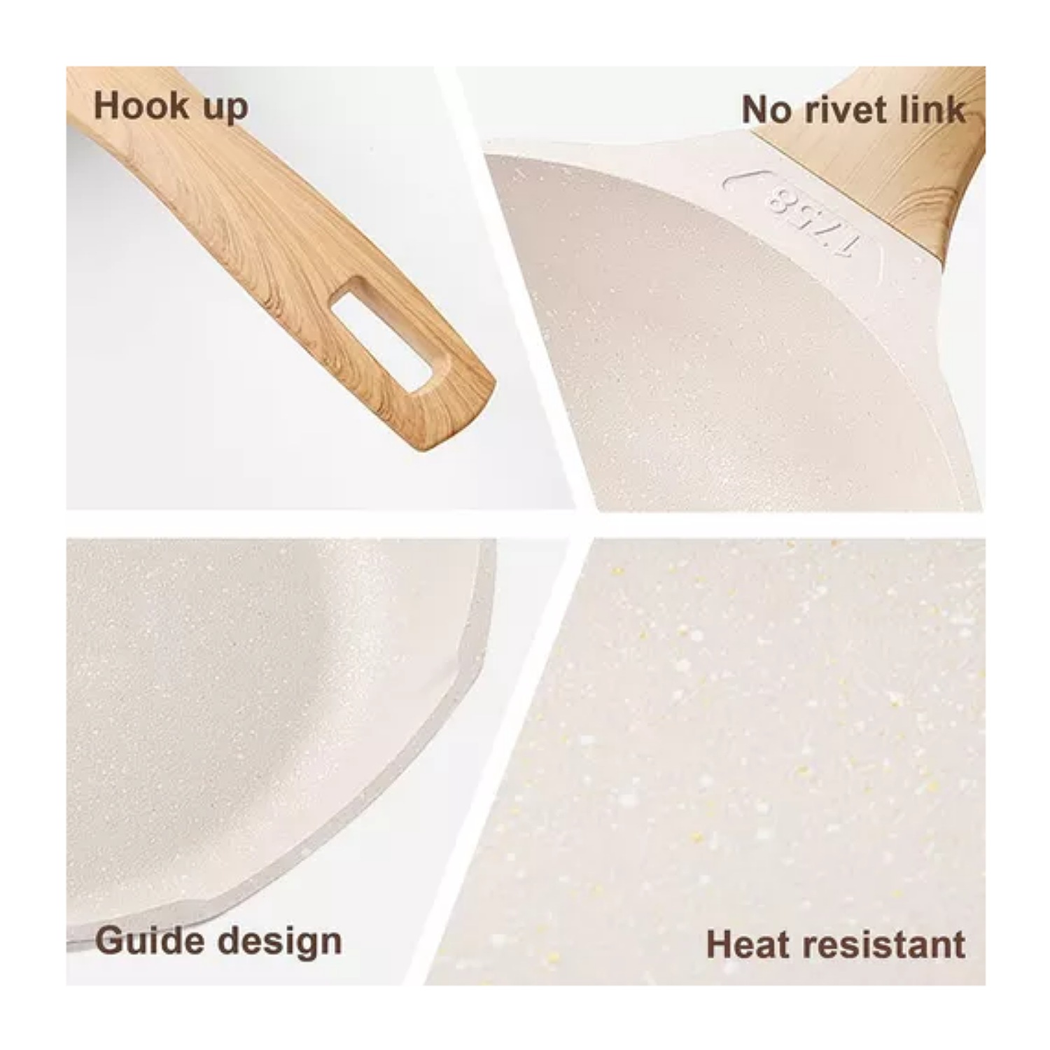 Juego de utensilios de cocina, ollas y sartenes Medical Stone, 10 piezas, color blanco.